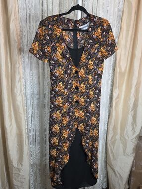 #241 VTG 90s Joni Blair Floral Grunge Midi Dress Whimsigoth Cottagecore Sz M